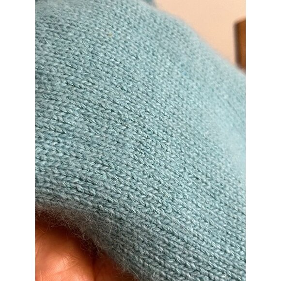 Vintage Silk Floral Sequin Cardigan 1X Blue Rabbit Hair Knit Embellished Chic - Picture 13 of 14